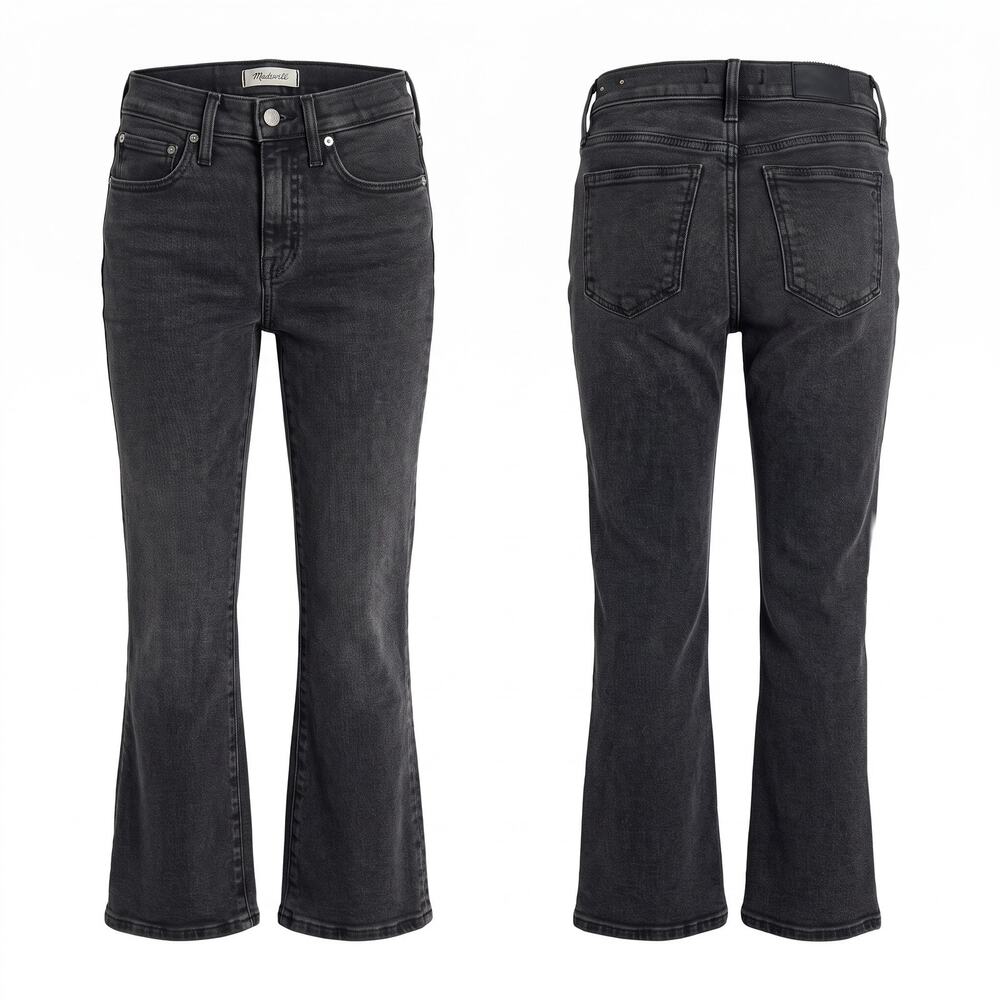 Madewell Cali Demi-Boot Jeans 26P Black High Rise Cropped Flare